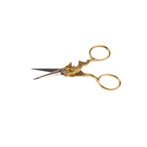 Embroidery scissors - Decorative 'hare' - Silver, silver mat, gold - 9 cm