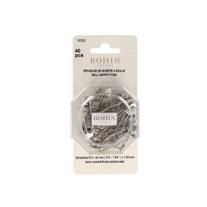 Box of 40 'Olive' safety pins - ball spring - No.  2 - 36 mm - ø 0.90 mm