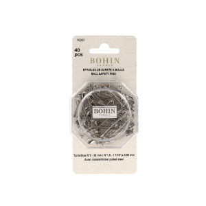 Box of 40 'Olive' safety pins - ball spring - No.  2 - 36 mm - ø 0.90 mm