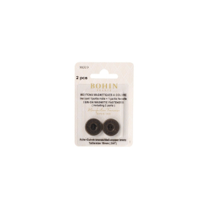 Blister-pack of 2 silvery 18 mm sewing magnetic snaps