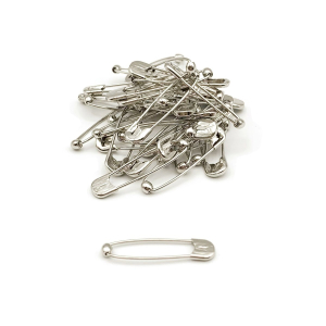 Box of 35 'Olive' safety pins - ball spring - No.  4 - 52 mm - ø 1.10 mm