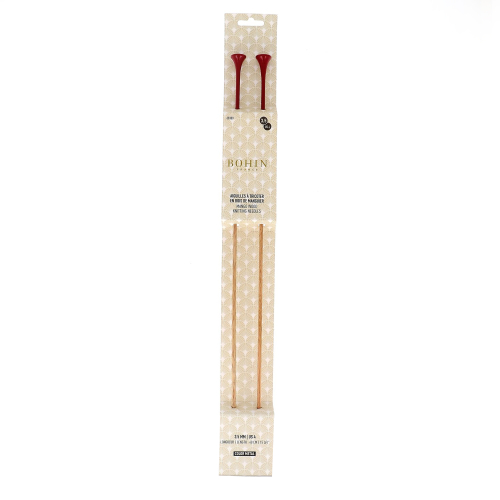 Knitting needles - Mango wood- 40 cm. - N°3,5 (U.S.A size : 4) - Red - Blister x2