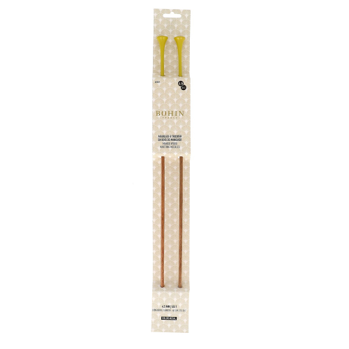 Knitting needles - Mango wood- 40 cm. - N°4,5 - Yellow - Blister x2