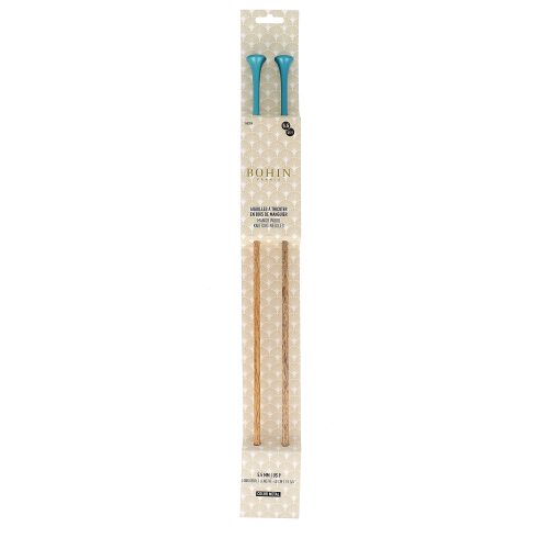 Knitting needles - Mango wood- 40 cm. - N°5,5 - Turquoise - Blister x2