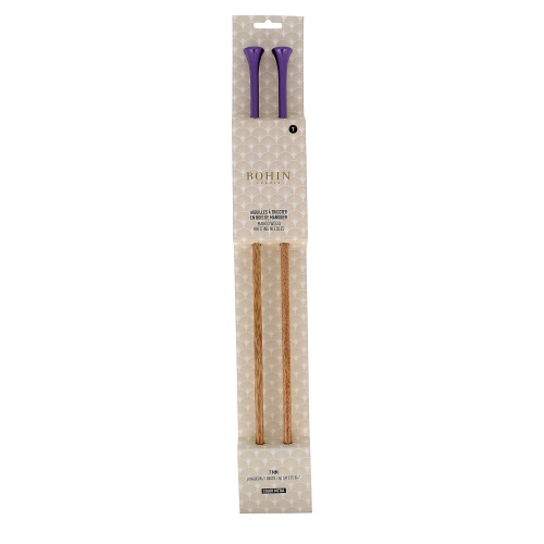 Knitting needles - Mango wood- 40 cm. - N°7 - Purple - Blister x2