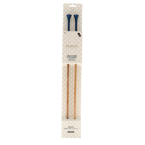 Knitting needles - Mango wood- 40 cm. - N°6 - Dark blue - Blister x2