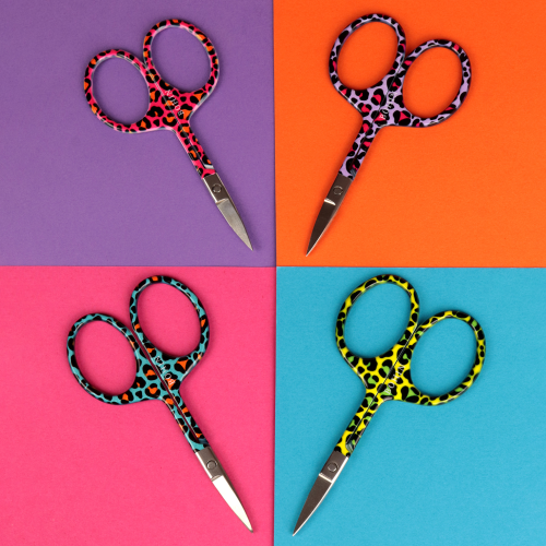 Pop Leopard embroidery fancy scissors - 4 colors - 9 cm