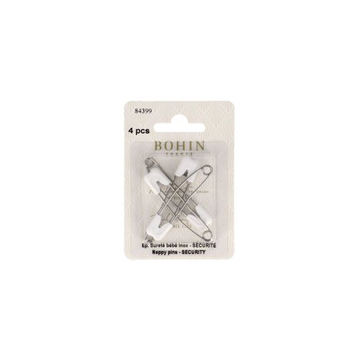 4 stainless steel safety pins or nappy pins - 55 mm - ø 1.10 mm