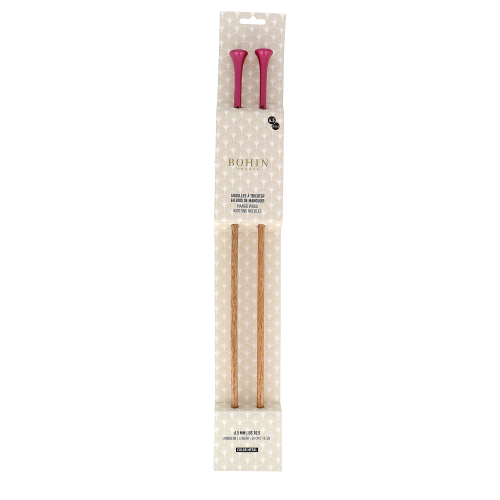 Knitting needles - Mango wood- 40 cm. - N°6,5 - Fuchsia - Blister x2