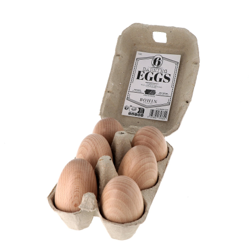 Wooden darning eggs - Box of 6 (Label in English)