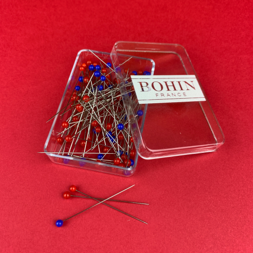 Ultra-thin glass head pins M7 - Blue, white, red - 36 mm - ø 0.40 mm