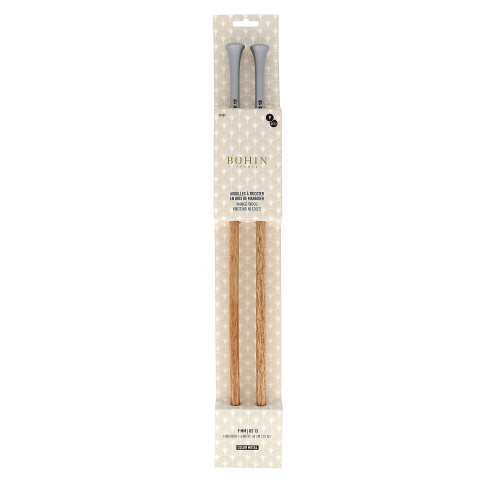 Knitting needles - Mango wood- 40 cm. - N°9 - Silver color - Blister x2